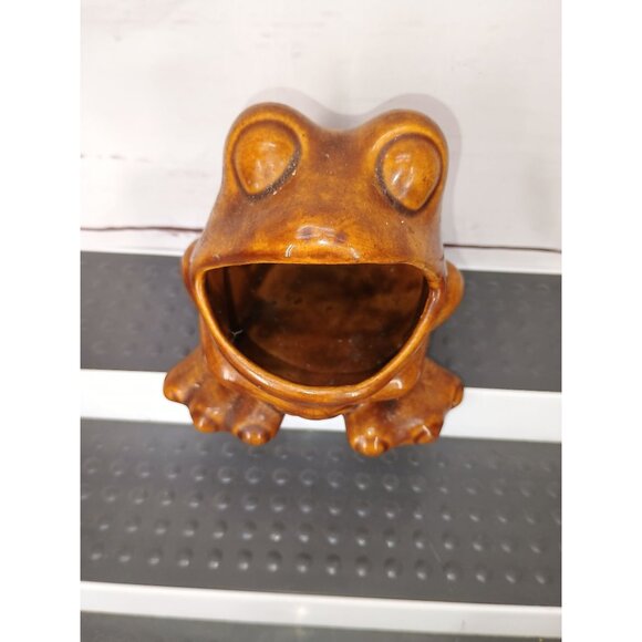 Vintage Wide Mouth Ceramic Frog Kitchen Sponge‎ Scrubber Holder Brown - Picture 3 of 5